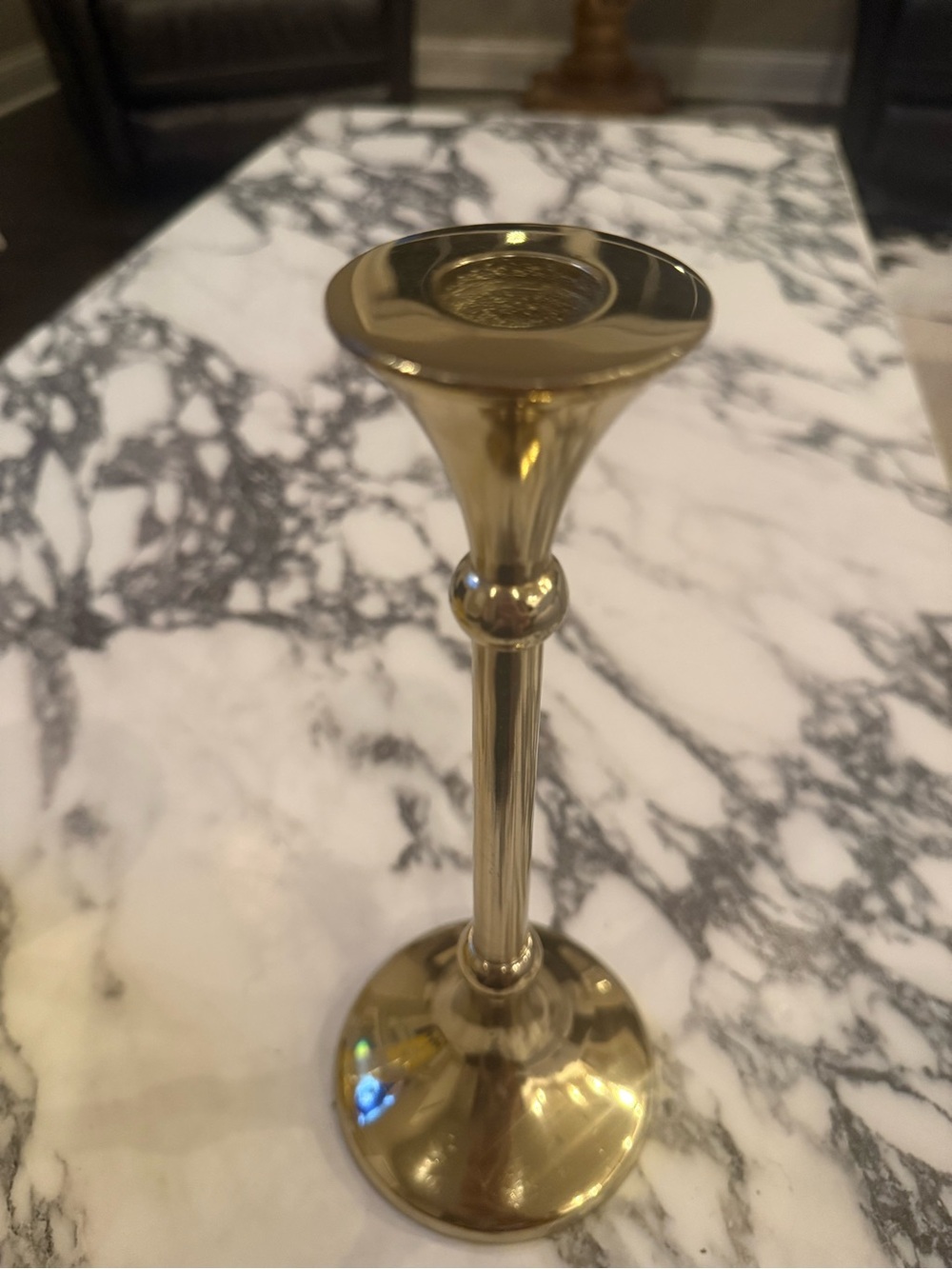 ✨ Vintage Gold Tone Metal Taper Candlestick Holder Centerpiece